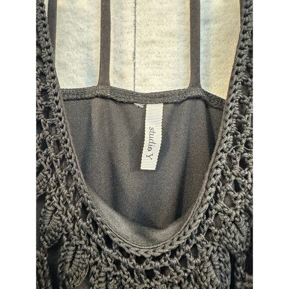 VINTAGE Y2K Studio Y SPARKLE Sheer STRETCHY MAXI Dress SILVER BLACK - Picture 10 of 13